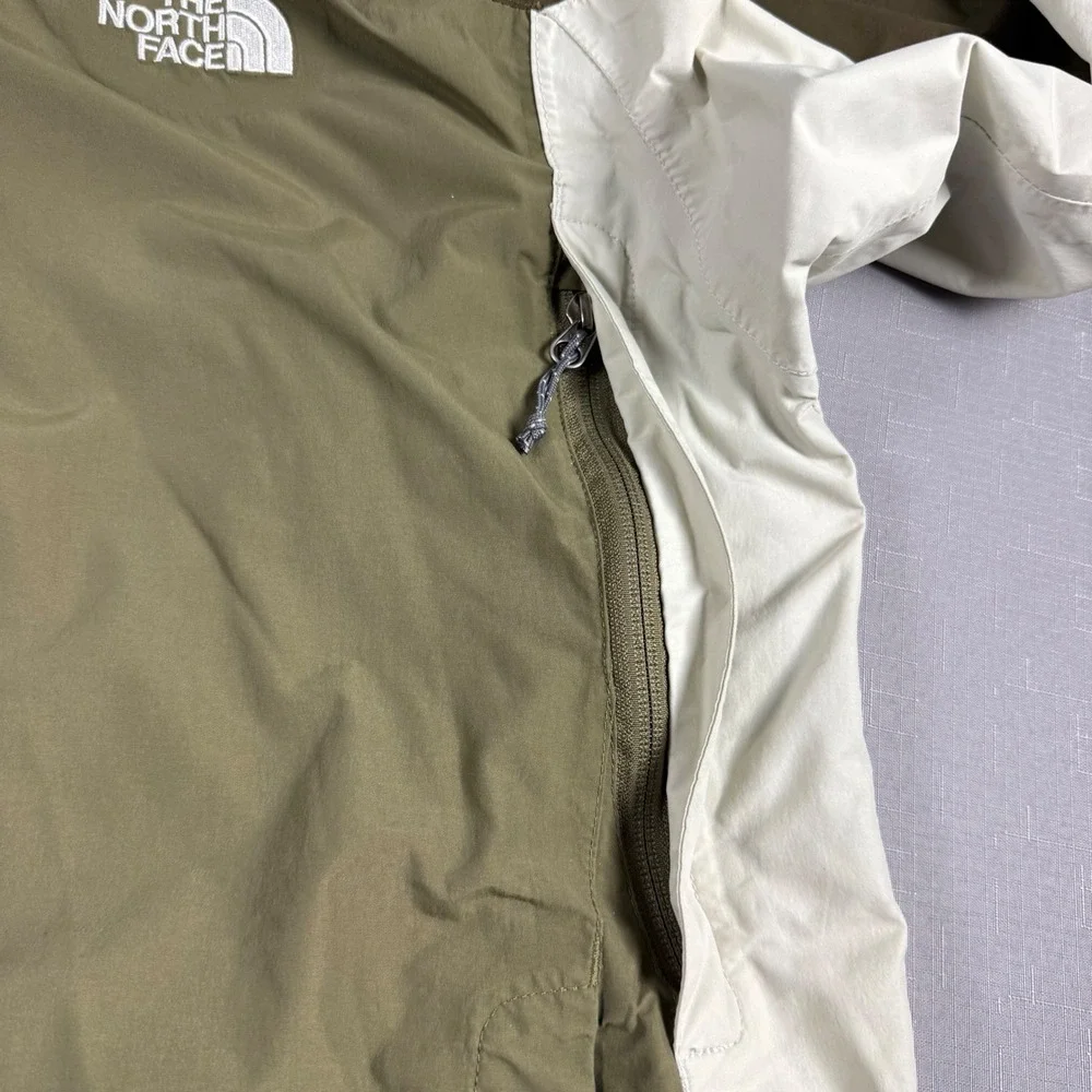 The North Face HyVent Rain Jacket Mens XL Green Two Tone Hooded Shell Coat